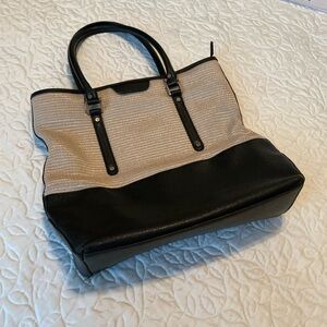 Large Black and Tan Tote Bag with silk 
Leopard lining. Like new